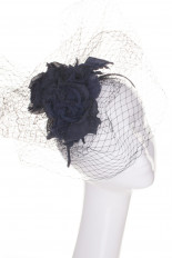 Шляпка с вуалью вечерняя для скачек вуалетка ободок - превью 1