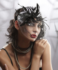 Шляпка с вуалью коктейльная - превью 1