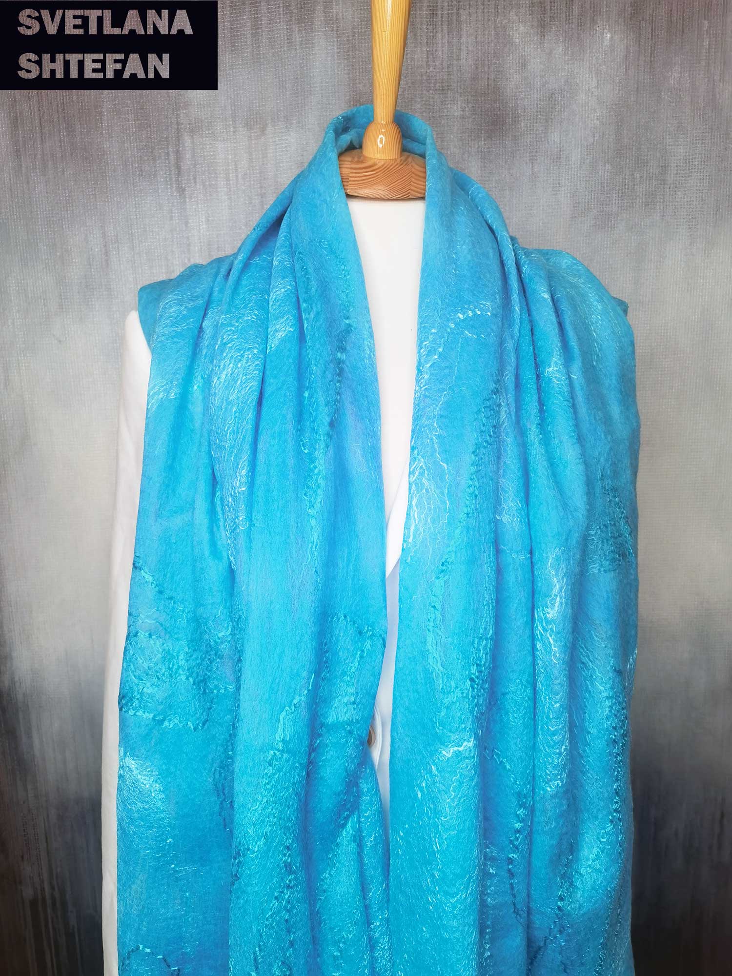 Палантин авторский шелково-шерстяной - 1
