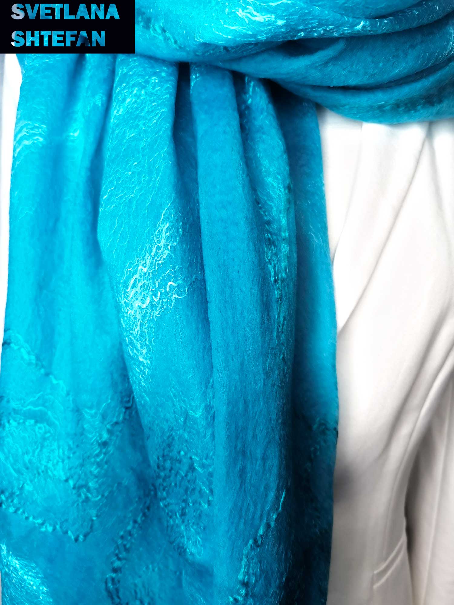 Палантин из натуральных материалов шелк и шерсть - 1