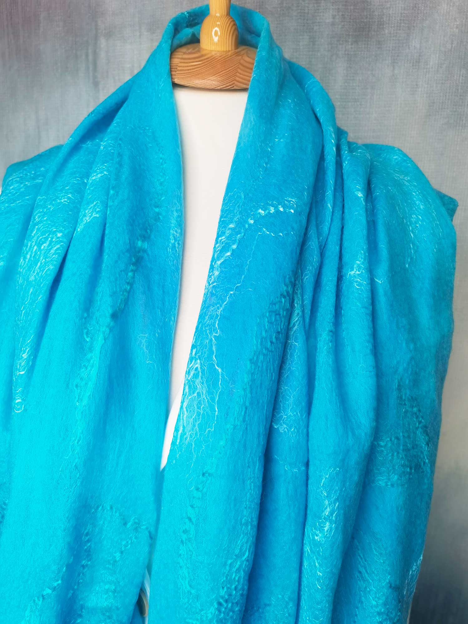 Палантин ручной работы шелк шерсть женский - 1