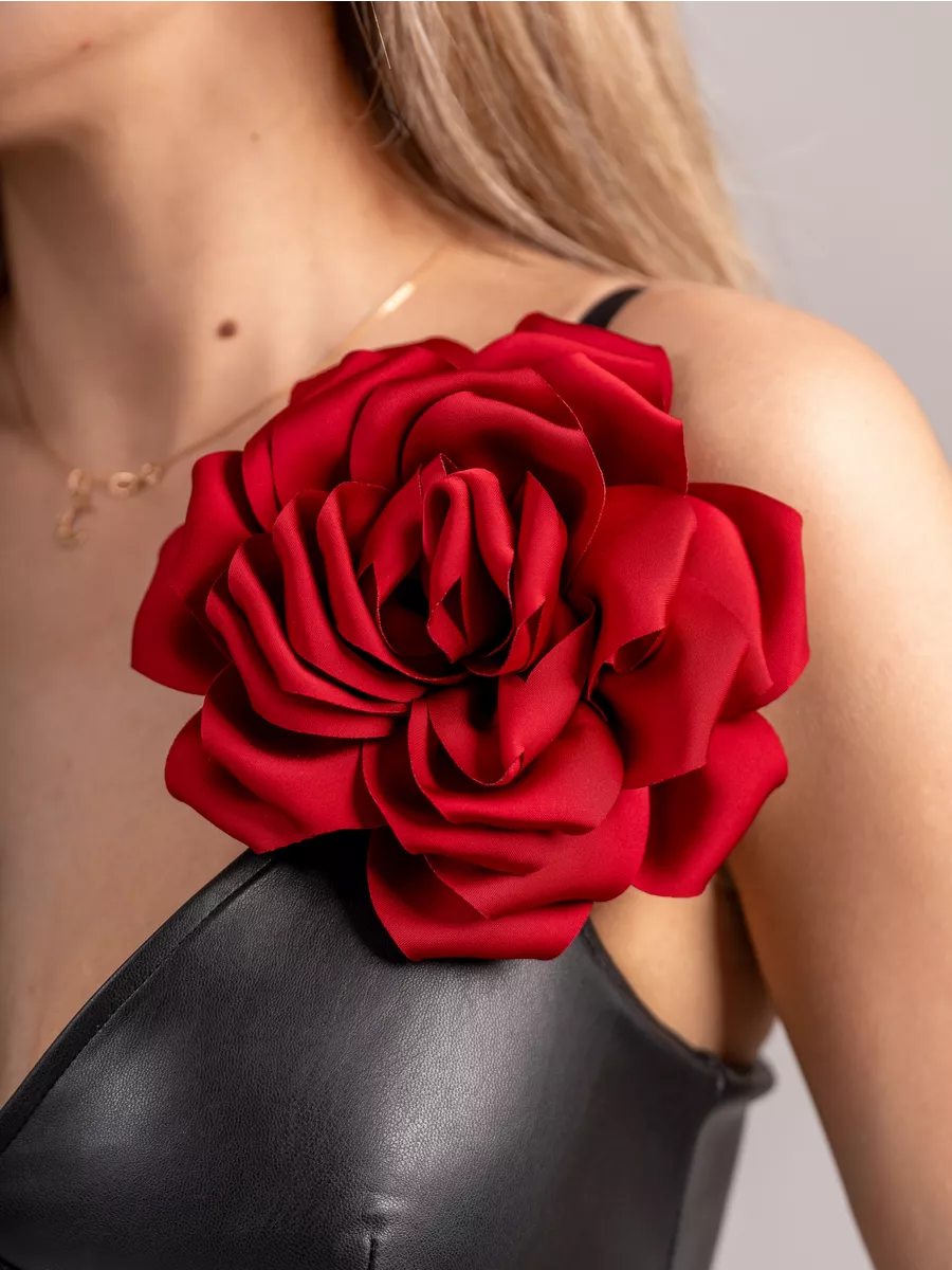 Большая брошь из ткани «Цветок-Бант» — оригинальный стиль - 1