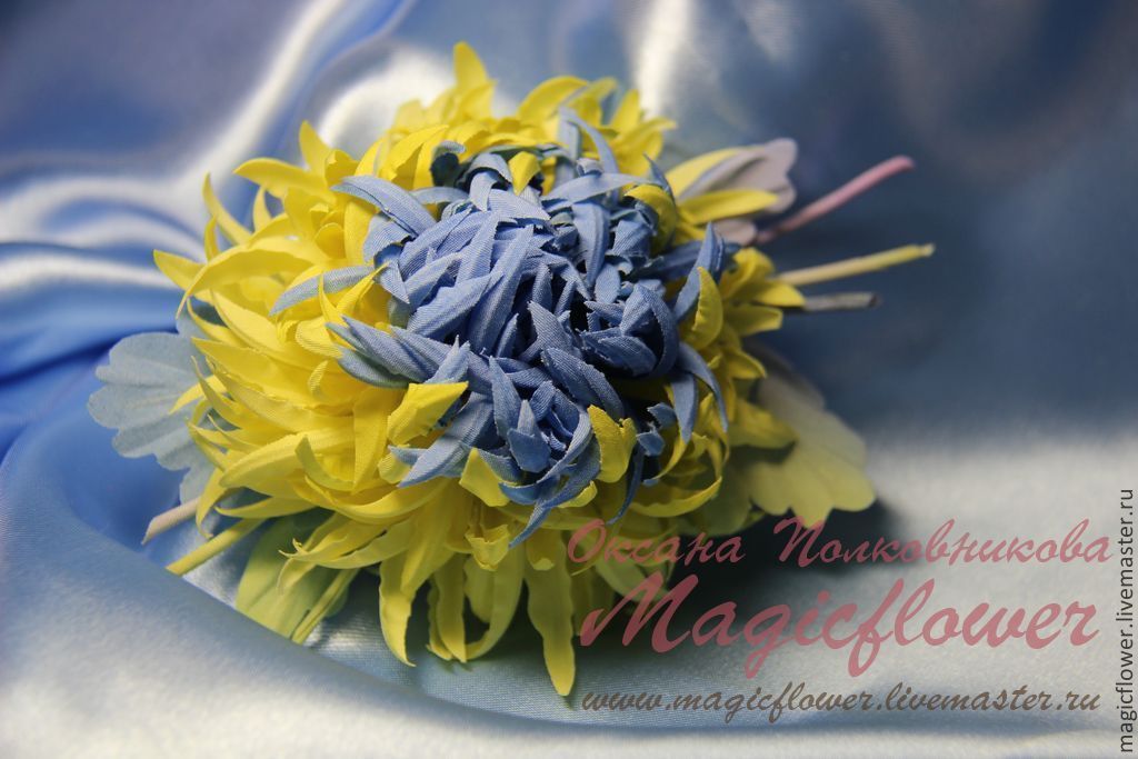 Брошь-роза из шелка пудрово-розового оттенка - 1