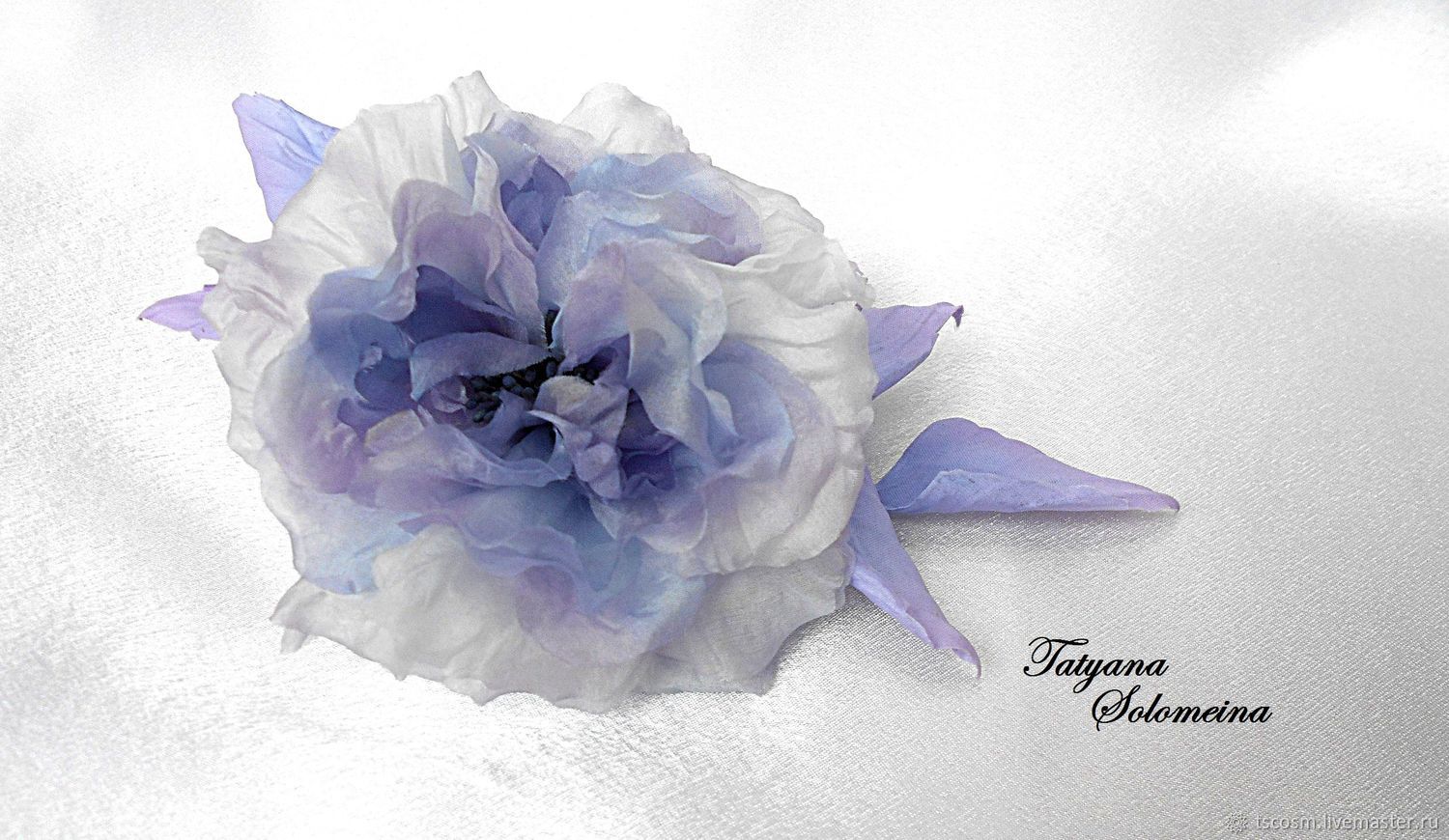 Брошь цветок из ткани, роза фуксия - 1