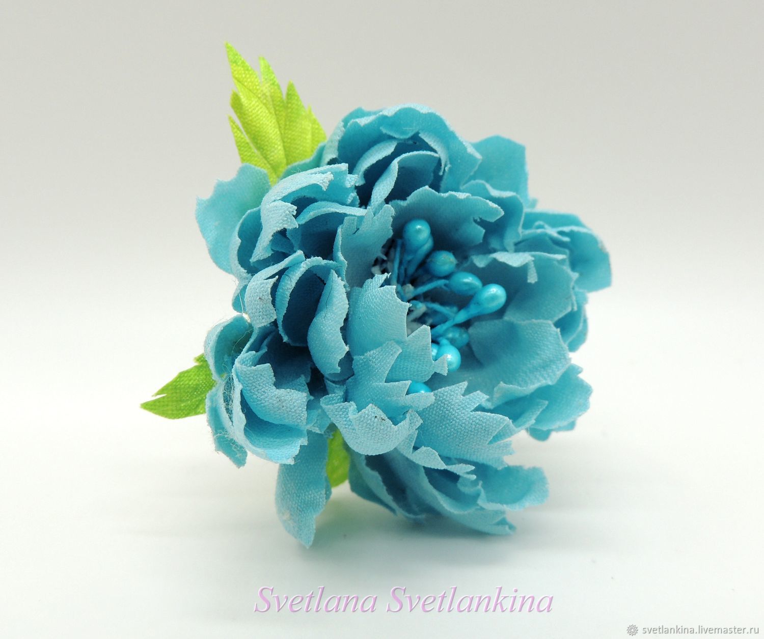 Брошь цветок из ткани, мак оранжевый - 1