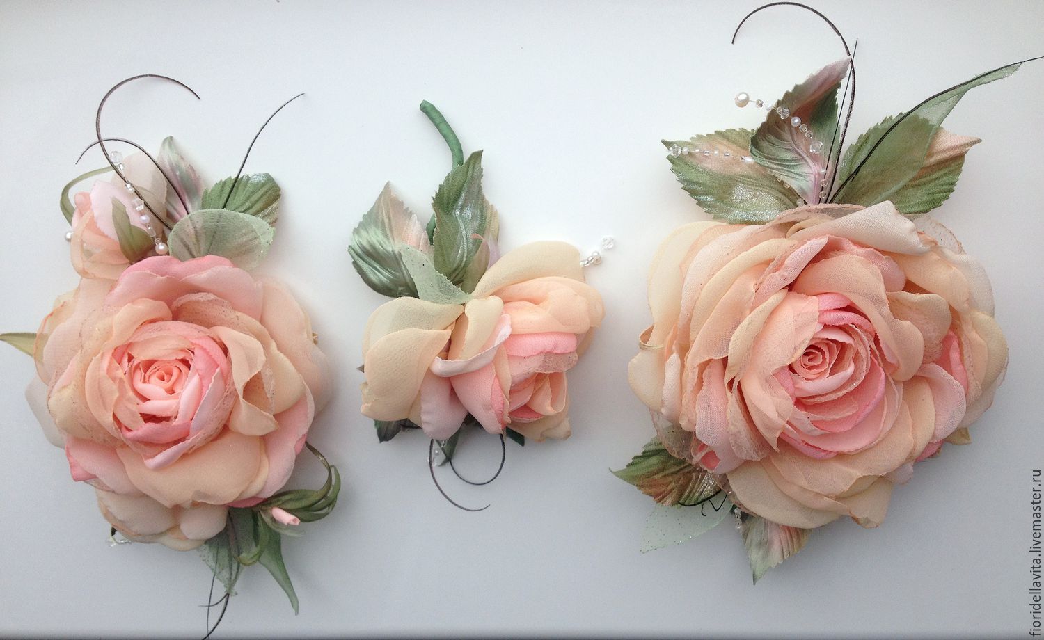 Брошь цветок из ткани, ромашка белая - 1