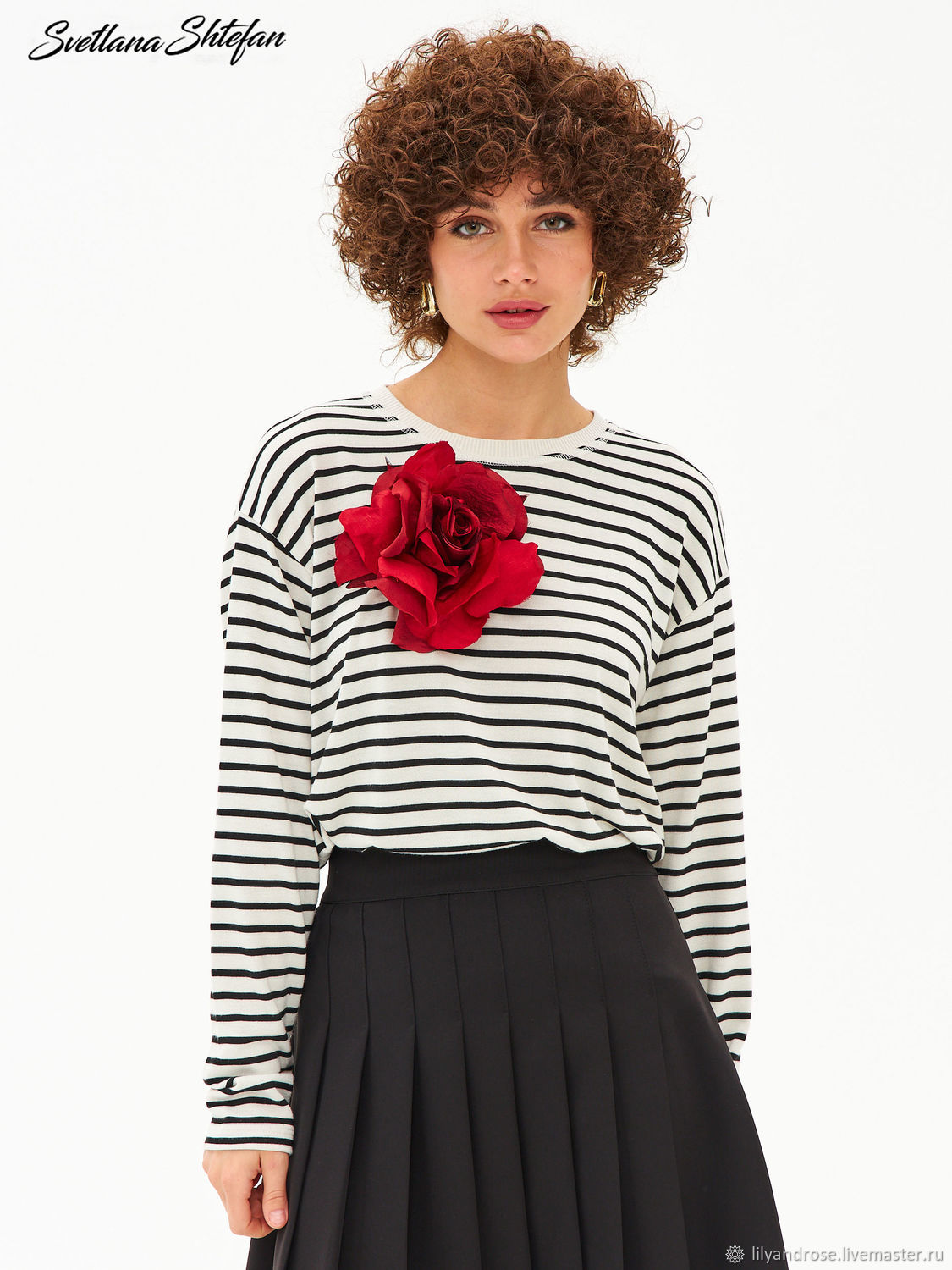 Брошь цветок из ткани, мак бордовый - 1