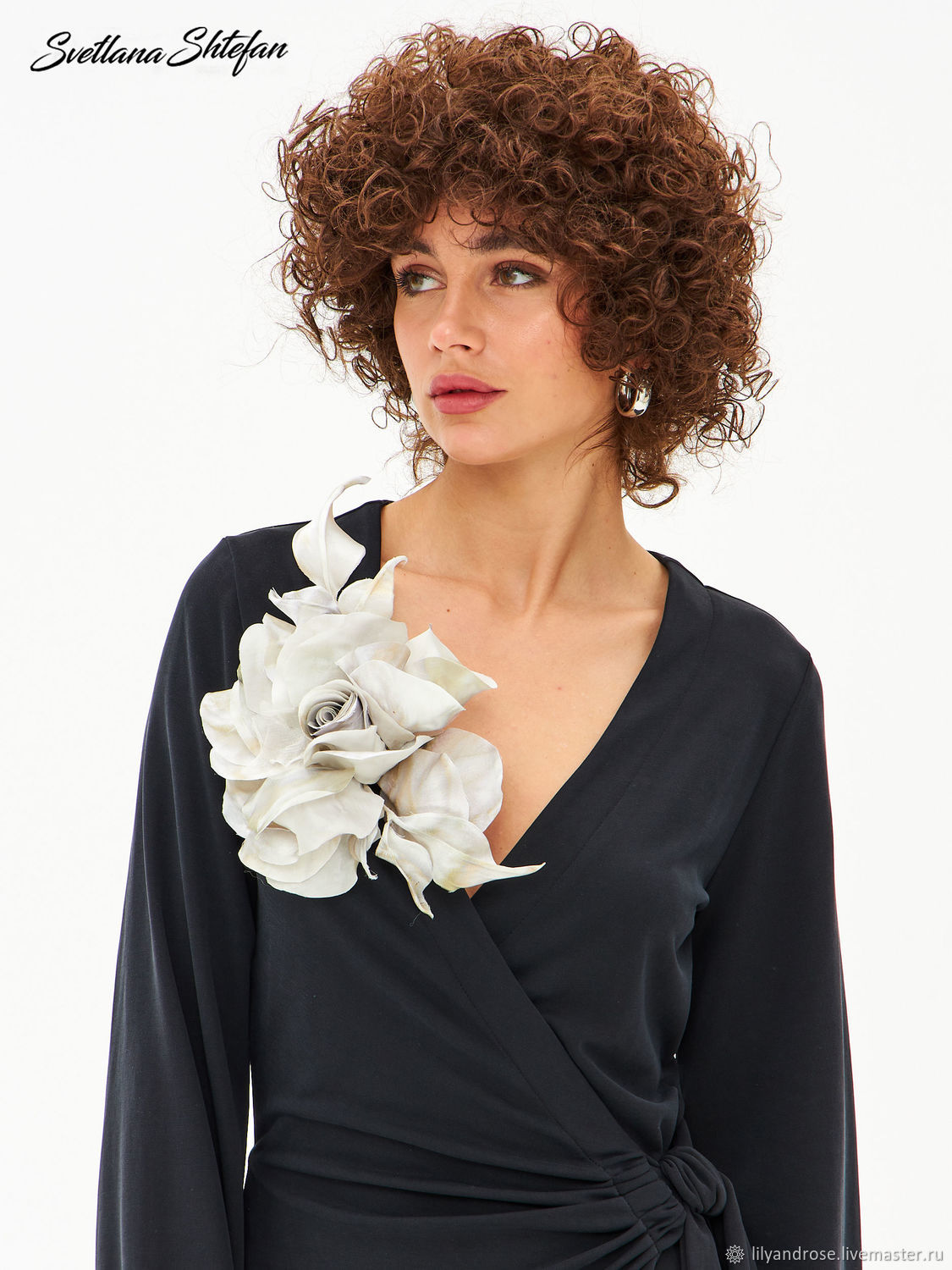 Брошь цветок из фетра, мак красный - 1