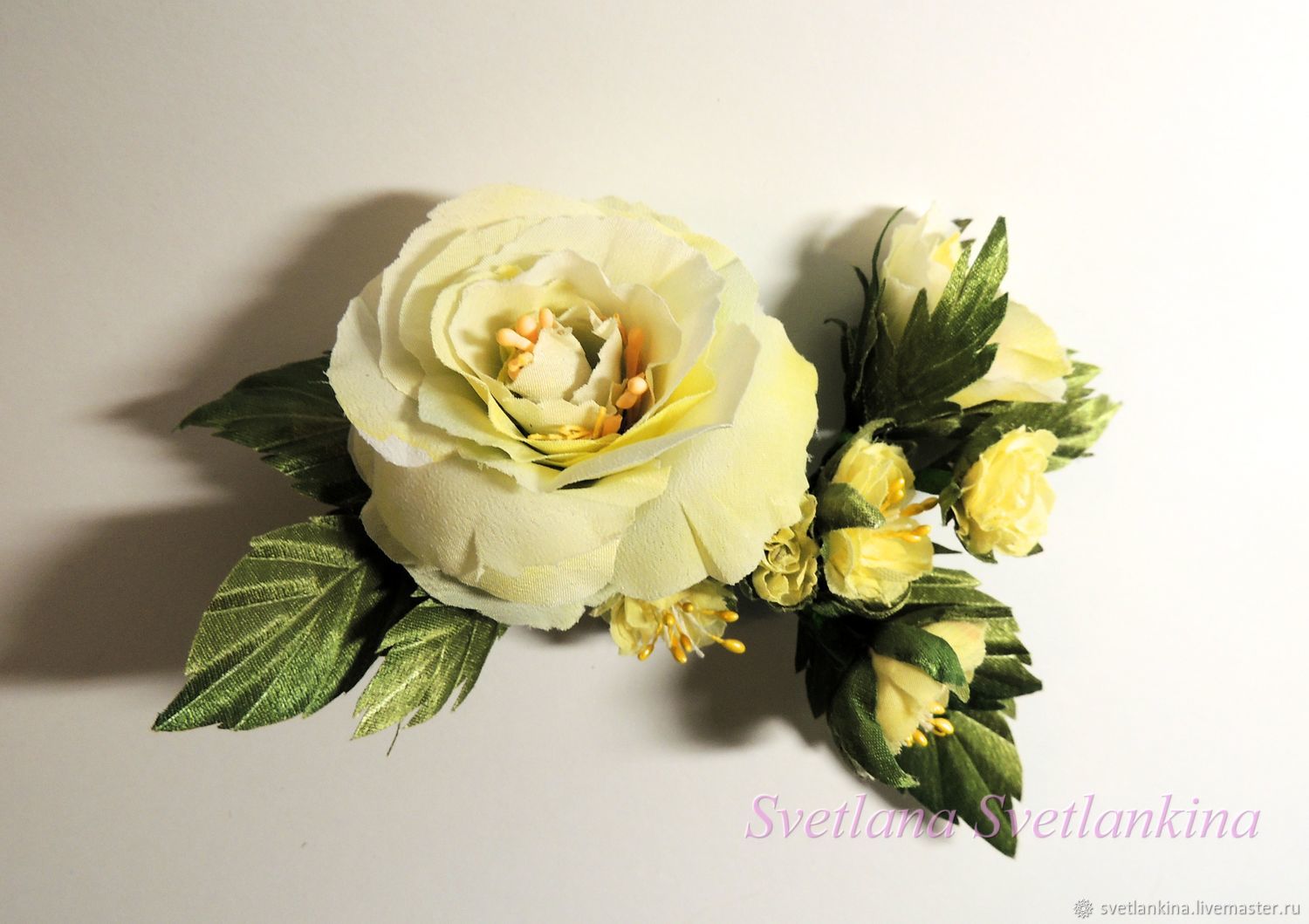 Брошь цветок из фатина, пион розовый - 1