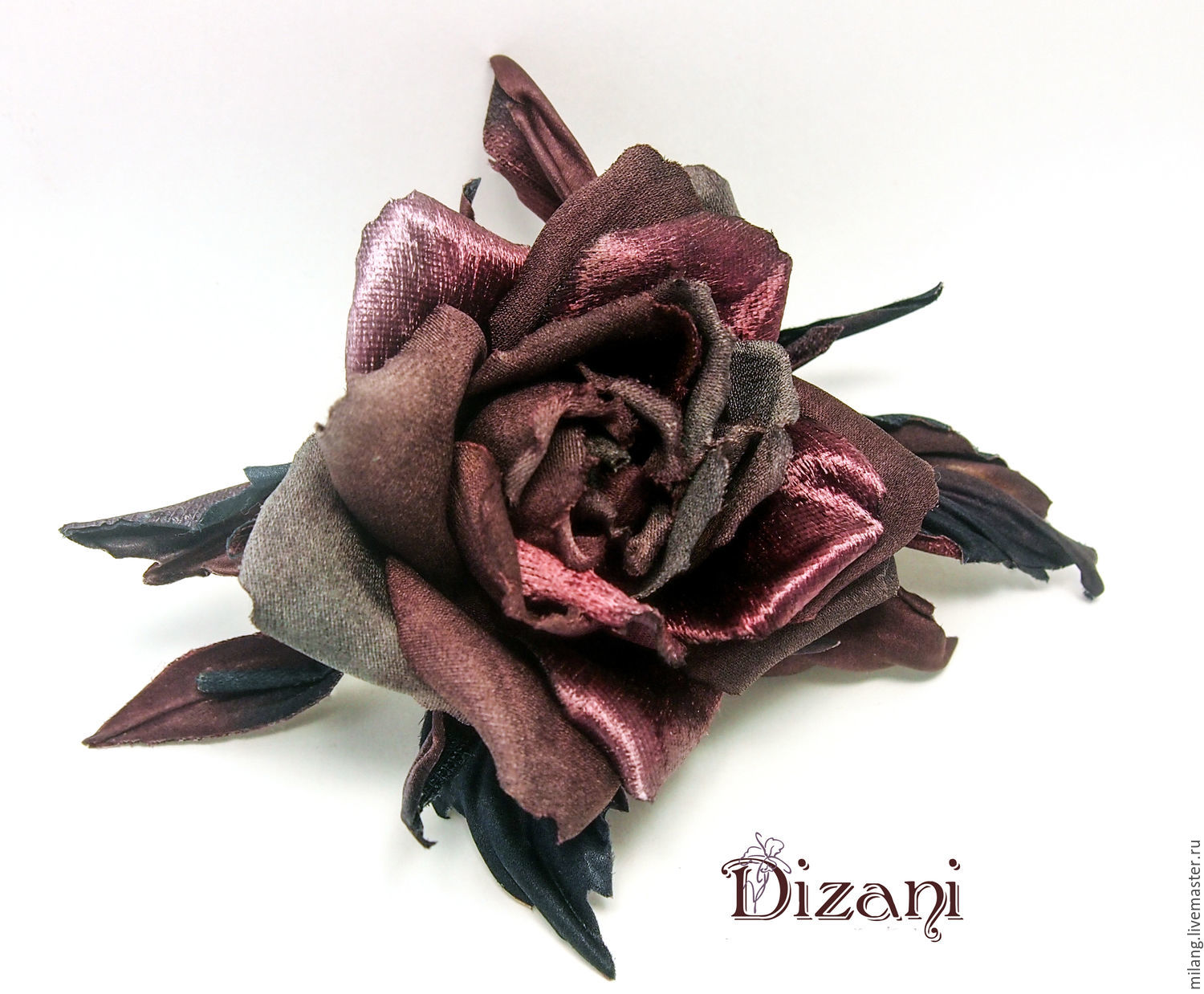 Брошь цветок из шелка, лилия желтая - 1