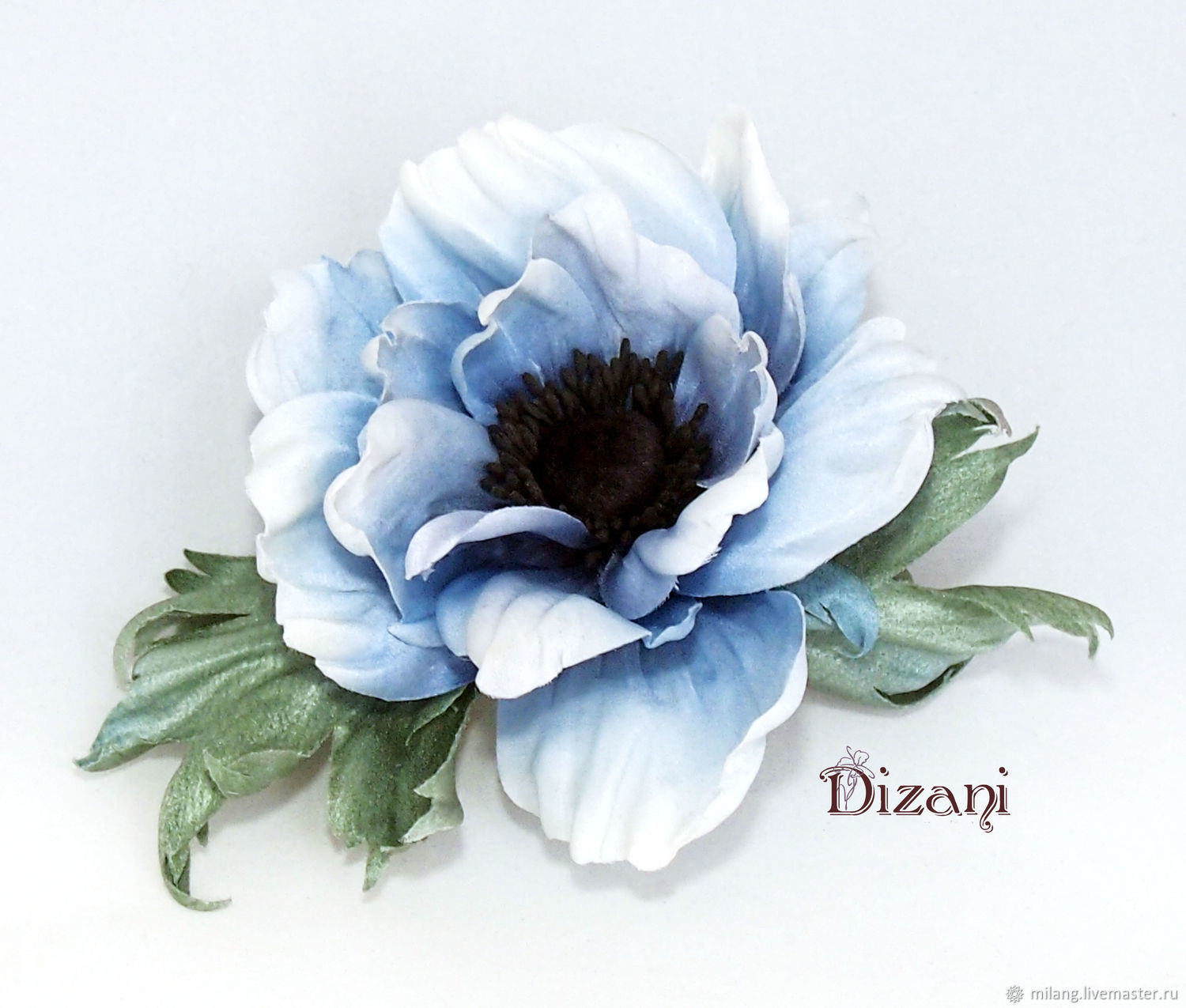 Брошь цветок из органзы, роза фуксия - 1