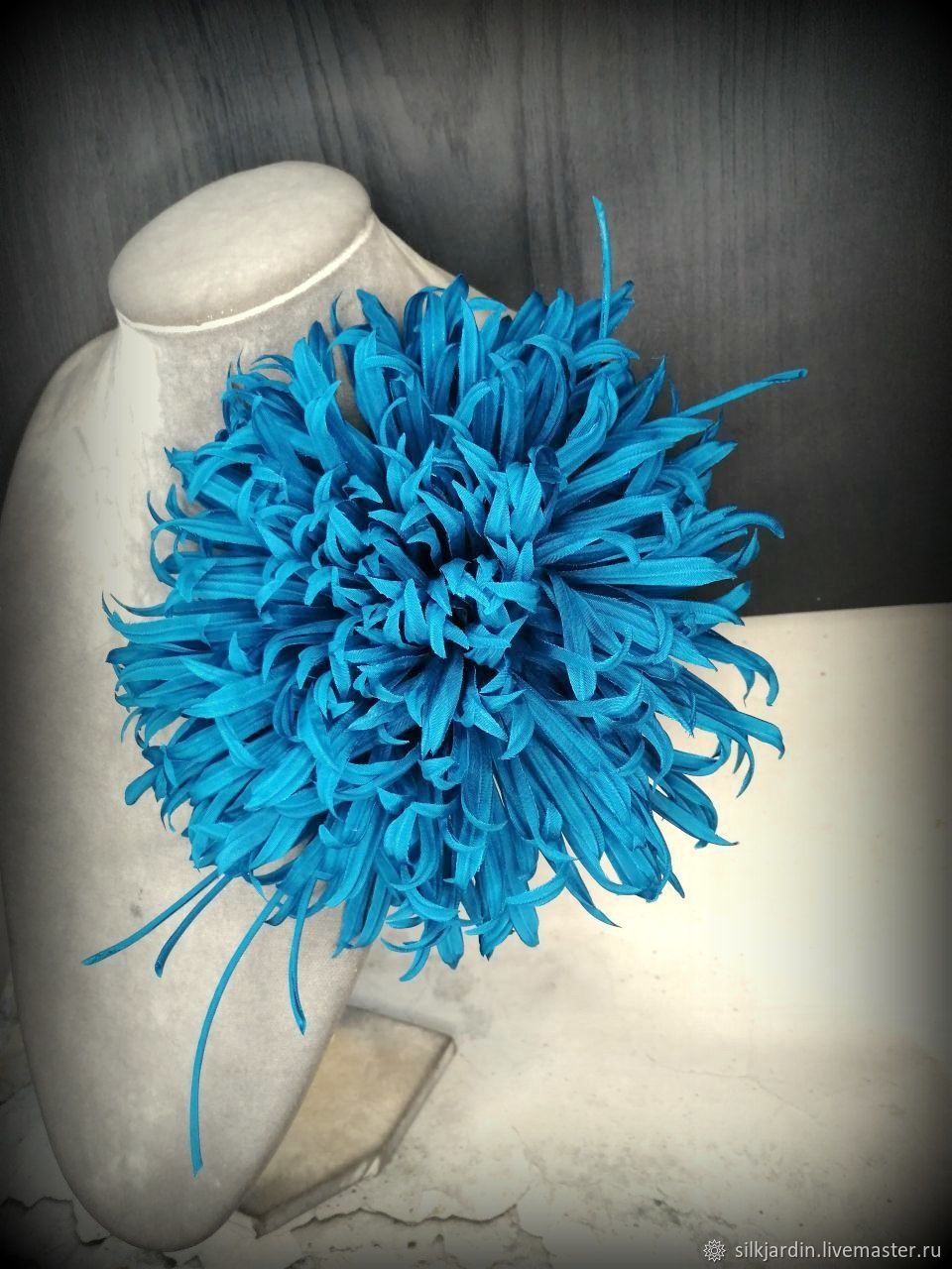 Брошь цветок из органзы, анютины глазки желтые - 1