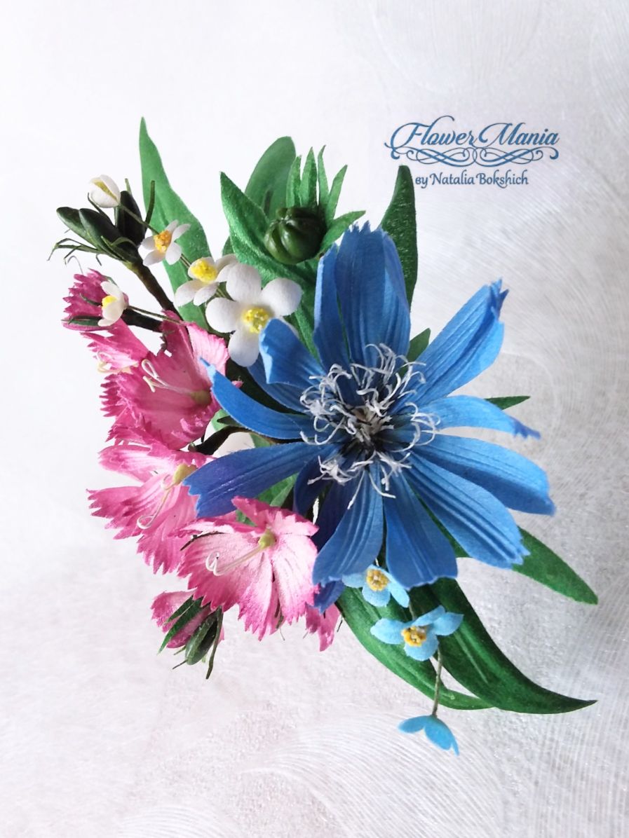 Брошь цветок из фетра, пион фиолетовый - 1