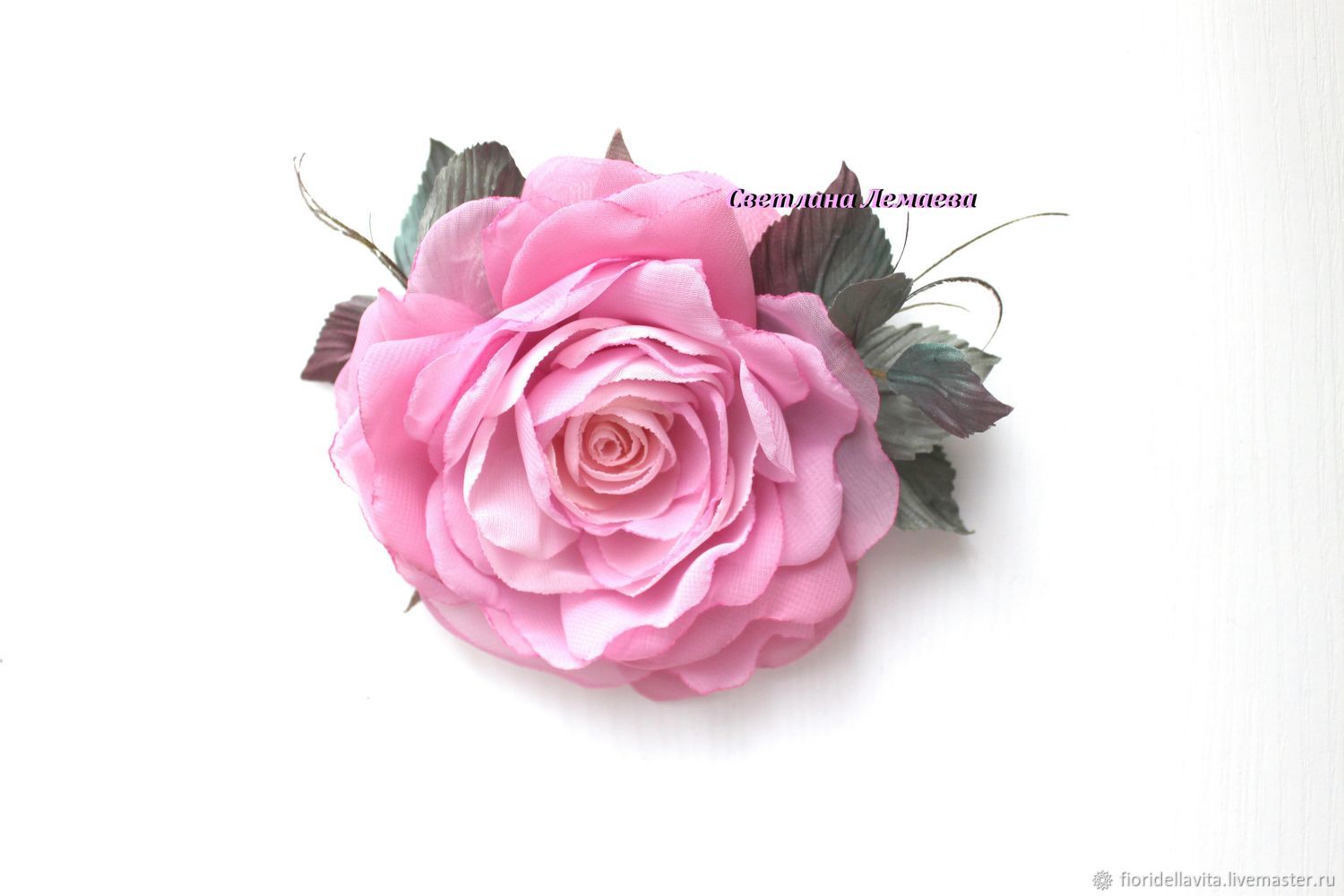 Брошь цветок из фатина, мак оранжевый - 1