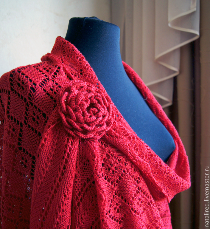 Брошь цветок из ткани, мак оранжевый - 1