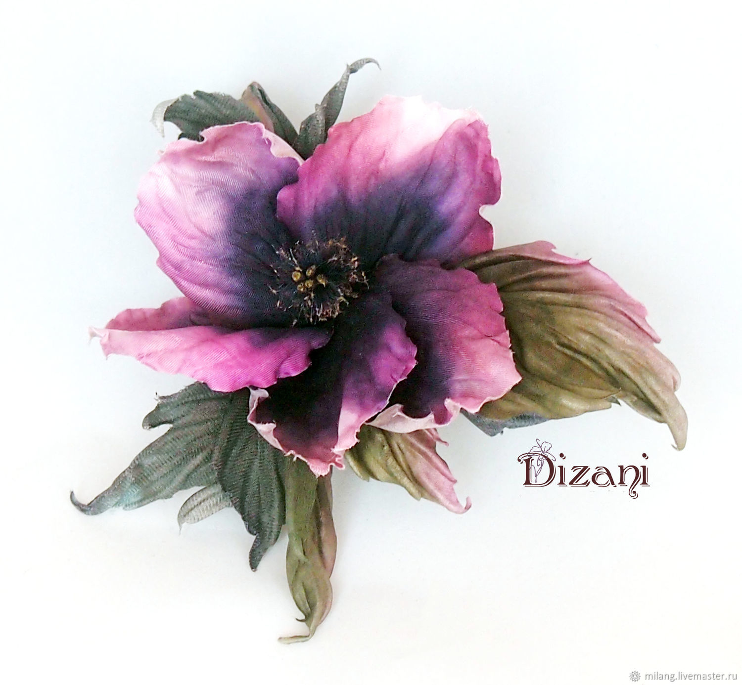 Брошь цветок из фатина и бисера для платья и нарядов - 1