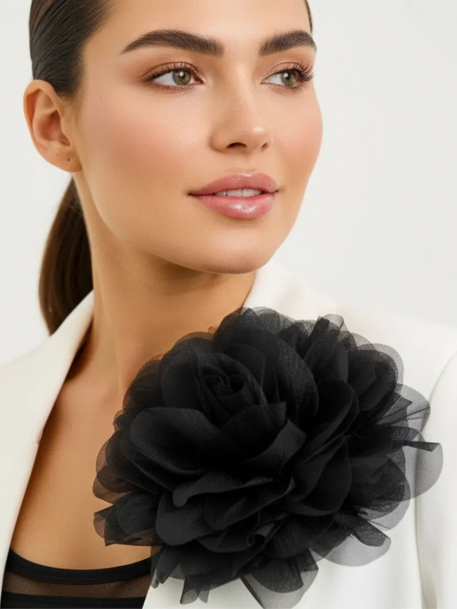 Брошь цветок женская из шелка и фоамирана для подарка - 1