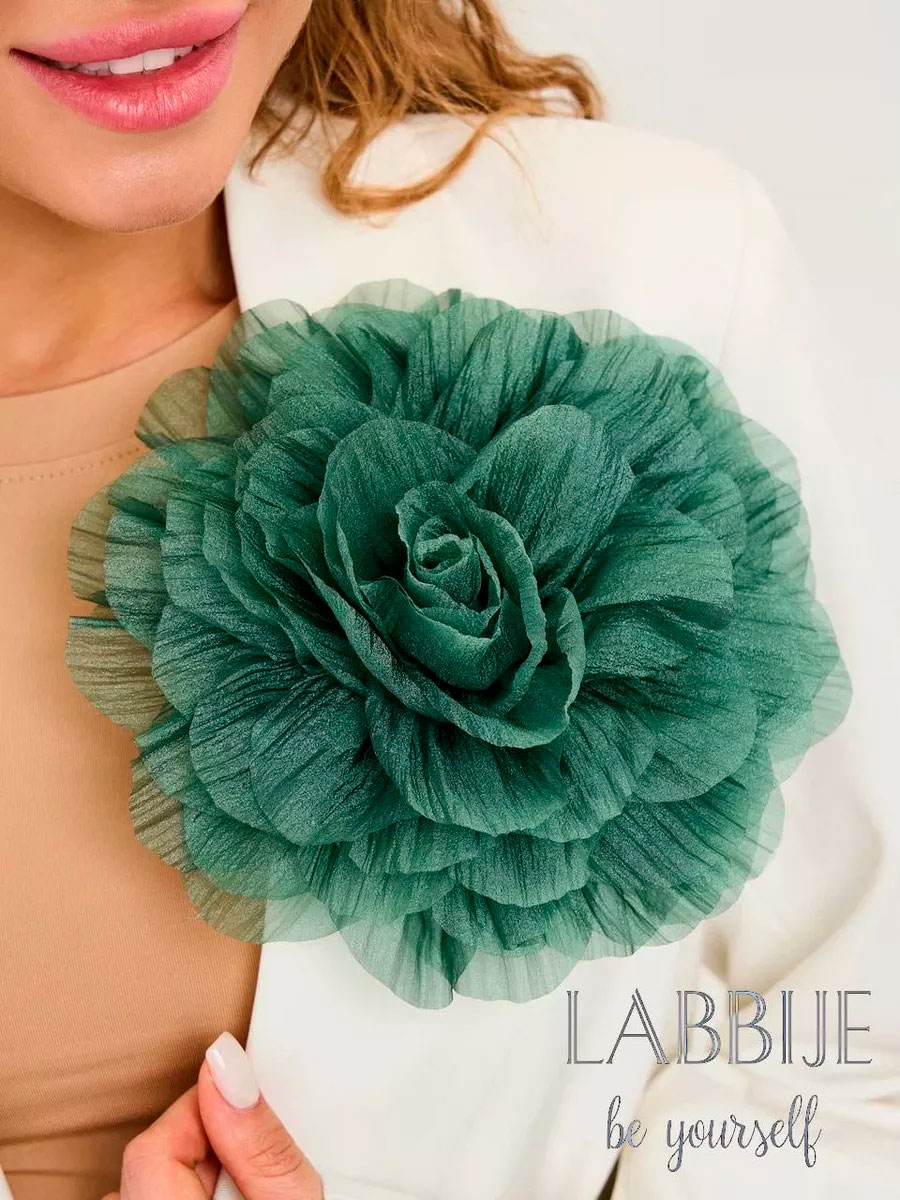 Брошь цветок из органзы легкая для платья и блузки - 1