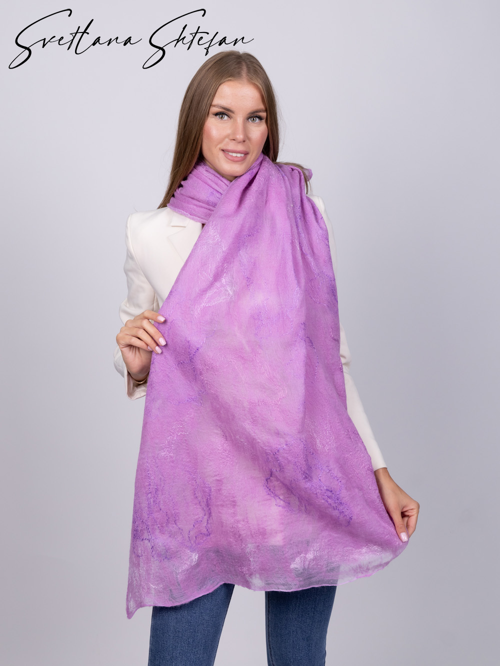 Черные палантины теплые шерстянные купить в Москве - 4