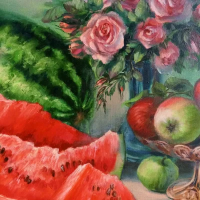 Картина маслом"Арбузный натюрморт" - превью 4