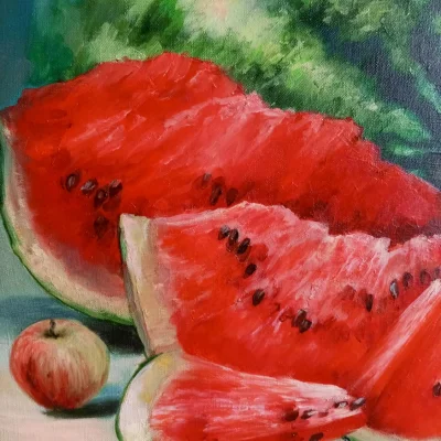 Картина маслом"Арбузный натюрморт" - превью 2