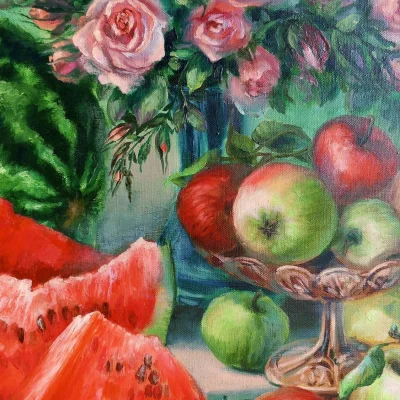 Картина маслом"Арбузный натюрморт" - превью 6