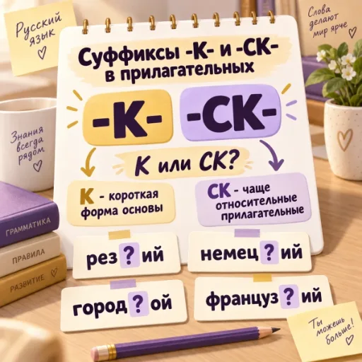Суффиксы -К- и -СК- - правила и упражнения