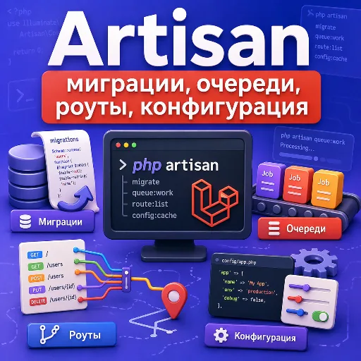 Artisan миграции, очереди, роуты, конфигурация