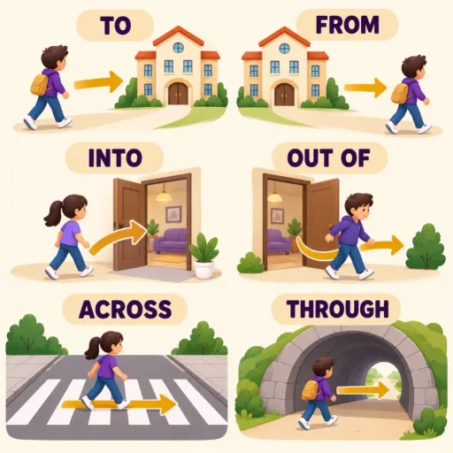 Предлоги движения: to, from, into, out of, across, through