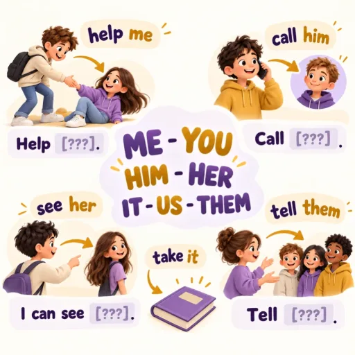 Объектные местоимения: me, you, him, her, it, us, them