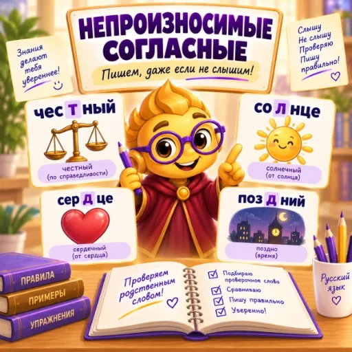 Непроизносимые согласные - правила и упражнения