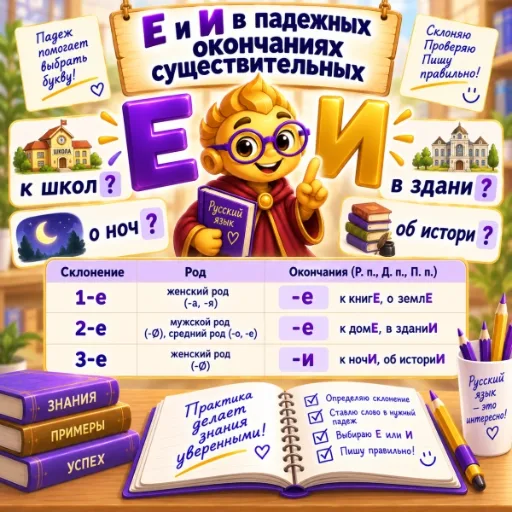 Е и И в окончаниях существительных - правила и упражнения