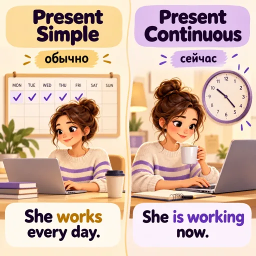 Present Simple или Present Continuous - английский для начинающих