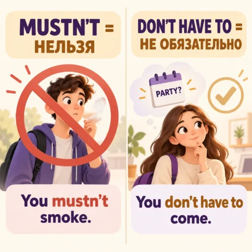 Mustn't или Don't have to / Doesn't have to
