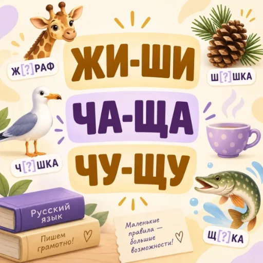 ЖИ-ШИ, ЧА-ЩА, ЧУ-ЩУ - тренажёр по русскому языку