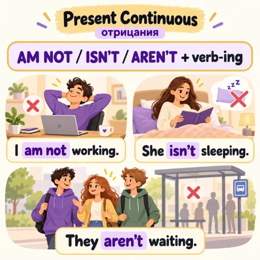 Present Continuous - отрицания