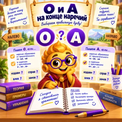 О и А на конце наречий - правила и упражнения
