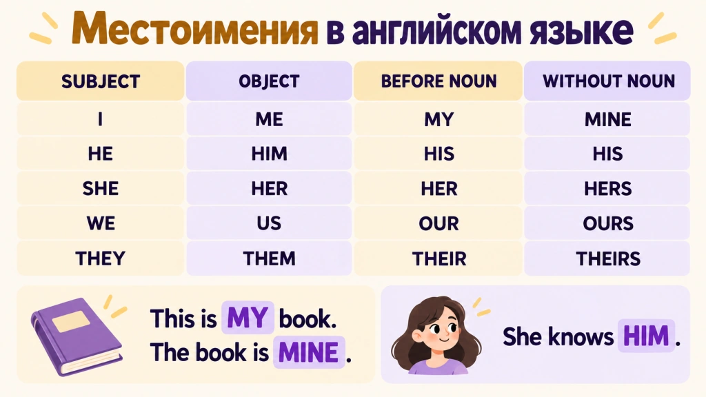 Местоимения в английском языке - личные, объектные и притяжательные формы