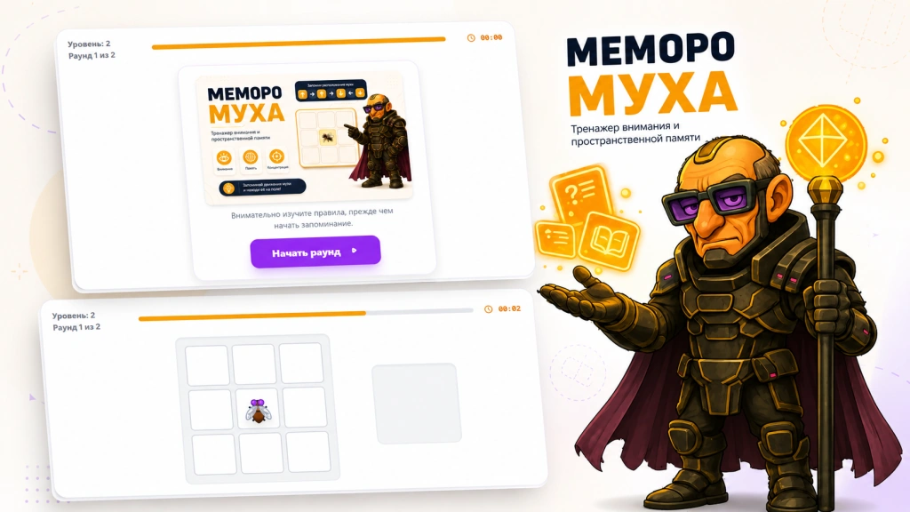 тренажер муха на memoro