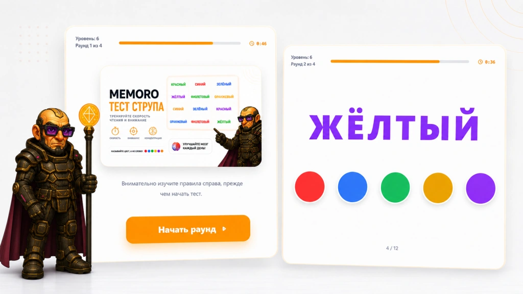 Результаты тренировки в тесте Струпа