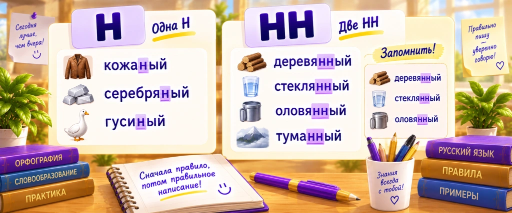 Одна Н и две НН - примеры и исключения