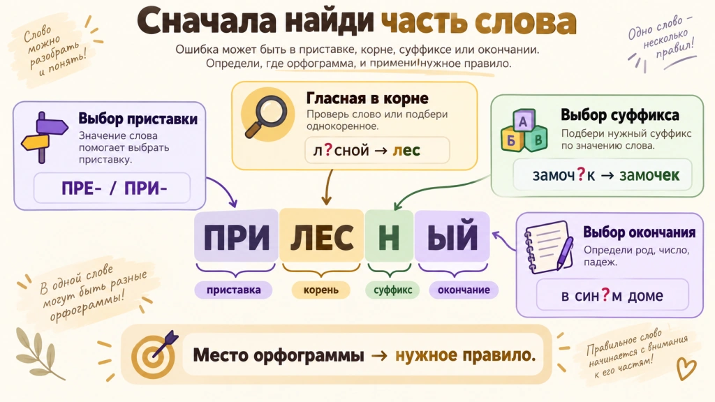 Орфография русского языка - корень, приставка, суффикс и окончание