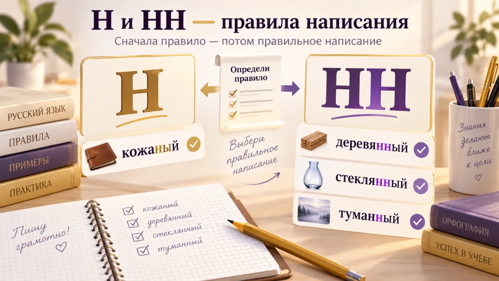 Н и НН - правила написания в прилагательных и причастиях