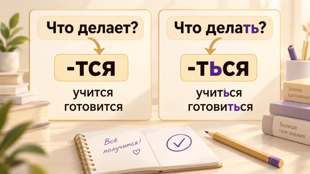 -ТСЯ и -ТЬСЯ в глаголах - правило с примерами