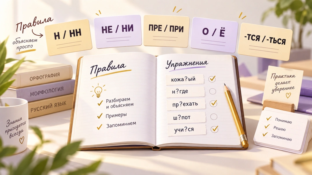 Правила русского языка - орфография, примеры и упражнения