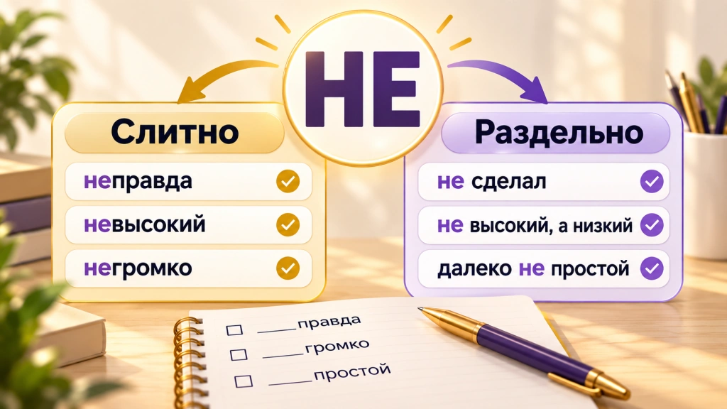 НЕ слитно и раздельно - правила с примерами