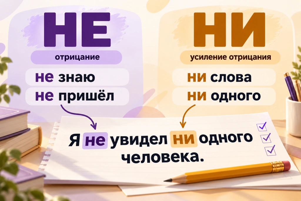 НЕ и НИ - правила употребления с примерами