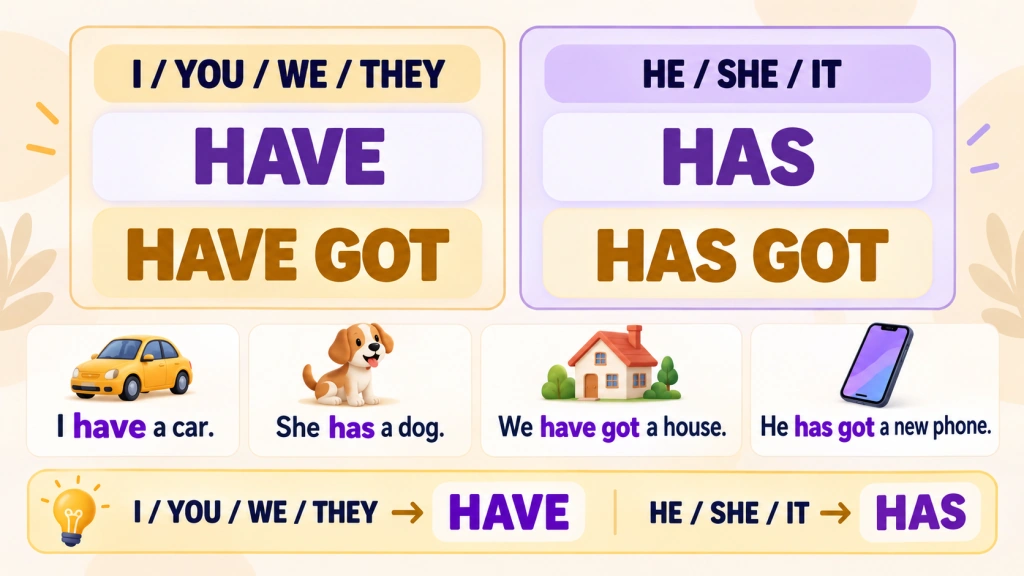 Have, Has, Have got и Has got - правило для начинающих