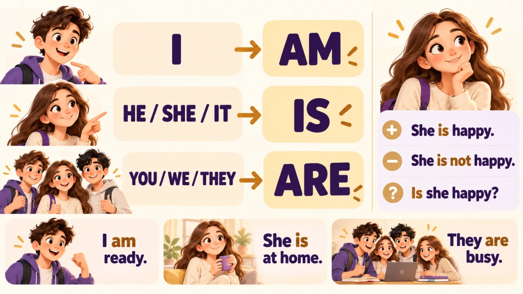 Глагол to be - таблица am, is, are для начинающих