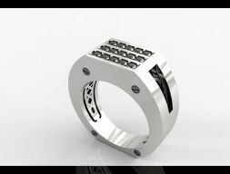 Мужские помолвочные кольца из белого золота с бриллиантом 3D модель
